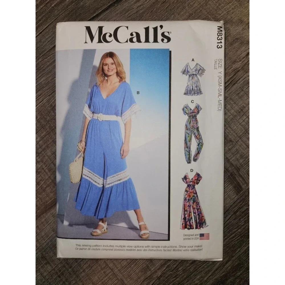McCalls M8313 Misses Romper and Jumpsuits Sewing Pattern Size XS-M Uncut